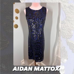 EUC Aidan Mattox Floral Sequin Dress